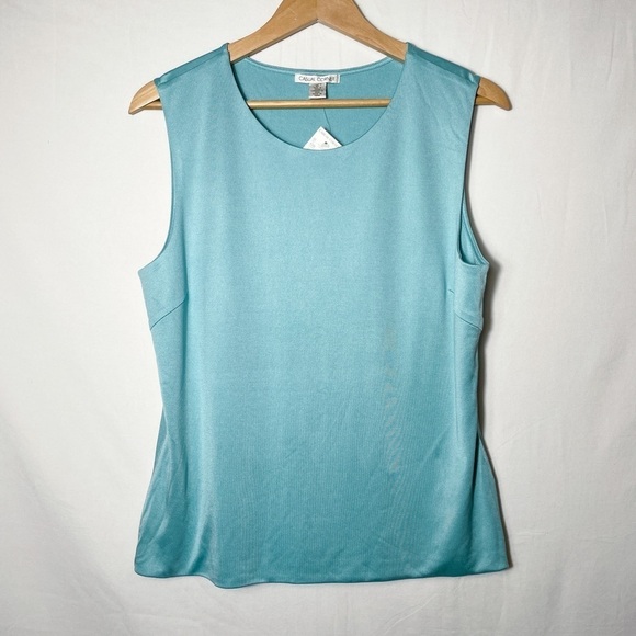 NWT Casual Corner aqua blue lined tank top sz. XL | cotton/ silk blend - Picture 1 of 6